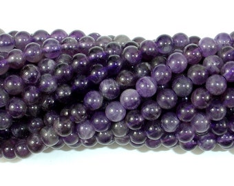 Amethyst Beads, 6mm(6.4mm) Round Beads, 15.5 Inch, Full strand, Approx 63-66 beads, Hole 1mm (115054042)
