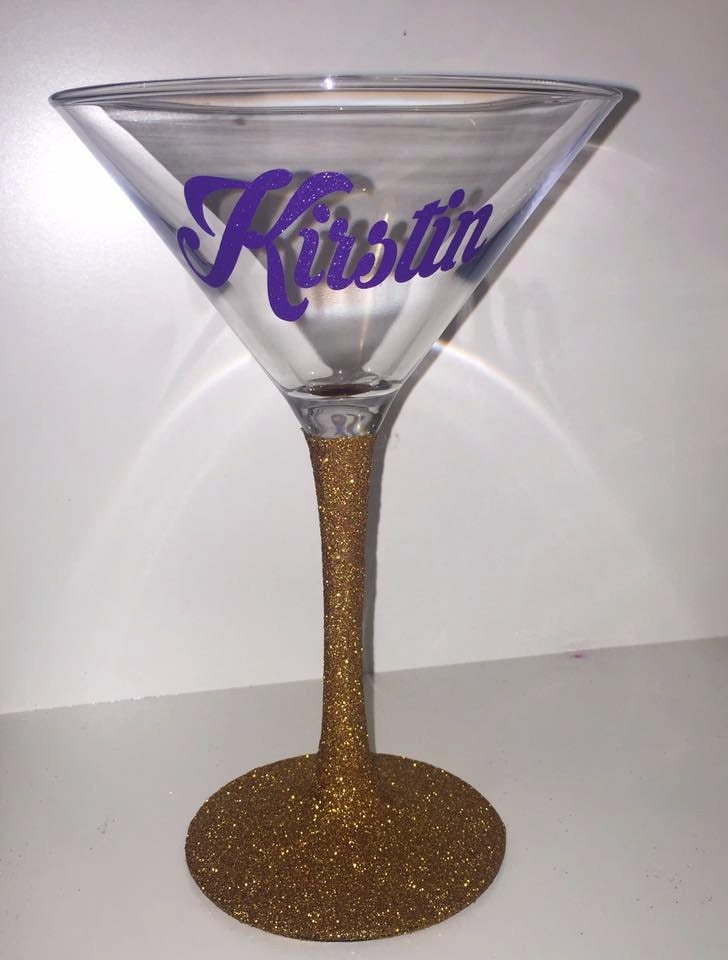 Personalised Glitter Martini Glass Birthday by xHandmadeByAmyx
