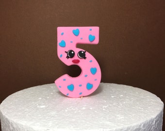 Shopkins Birthday Number Cake Topper. Fondant Shopkins cake decoration. Edible Shopkins