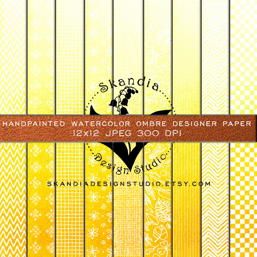 10 Printable Ombre Designer Papers Original Watercolor