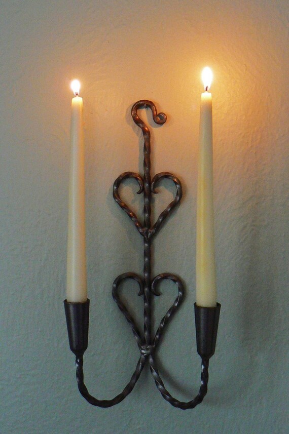 Vintage Wrought Iron Candelabra Wall Sconce 2 Taper