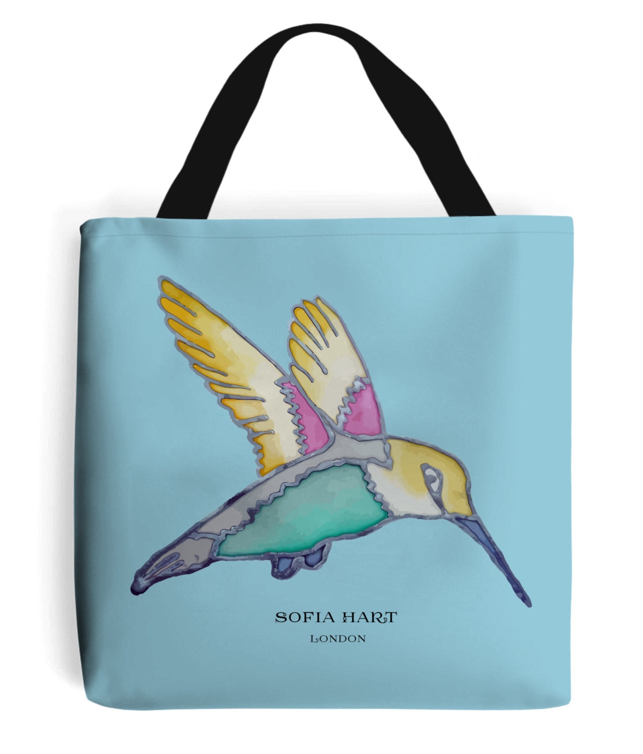 Hummingbird Blue Tote Bag by SofiaHartLondon on Etsy