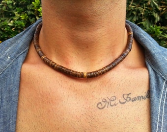 Mens beaded necklace,Surfer necklace, Coco shell beads surfer necklace,Mens necklace,Wooden bead necklace,Beach necklace,Bohemian necklace