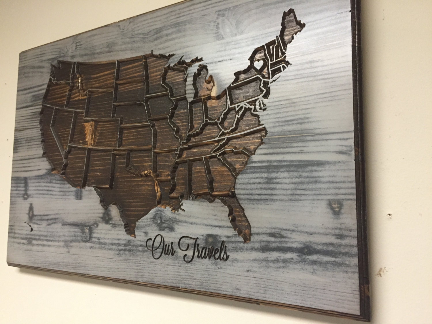 American Map Wall Decor Wood Wall Art Carved United States