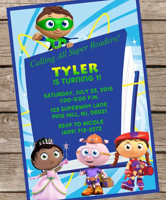 Personalized Super Why SuperReaders Printable Birthday