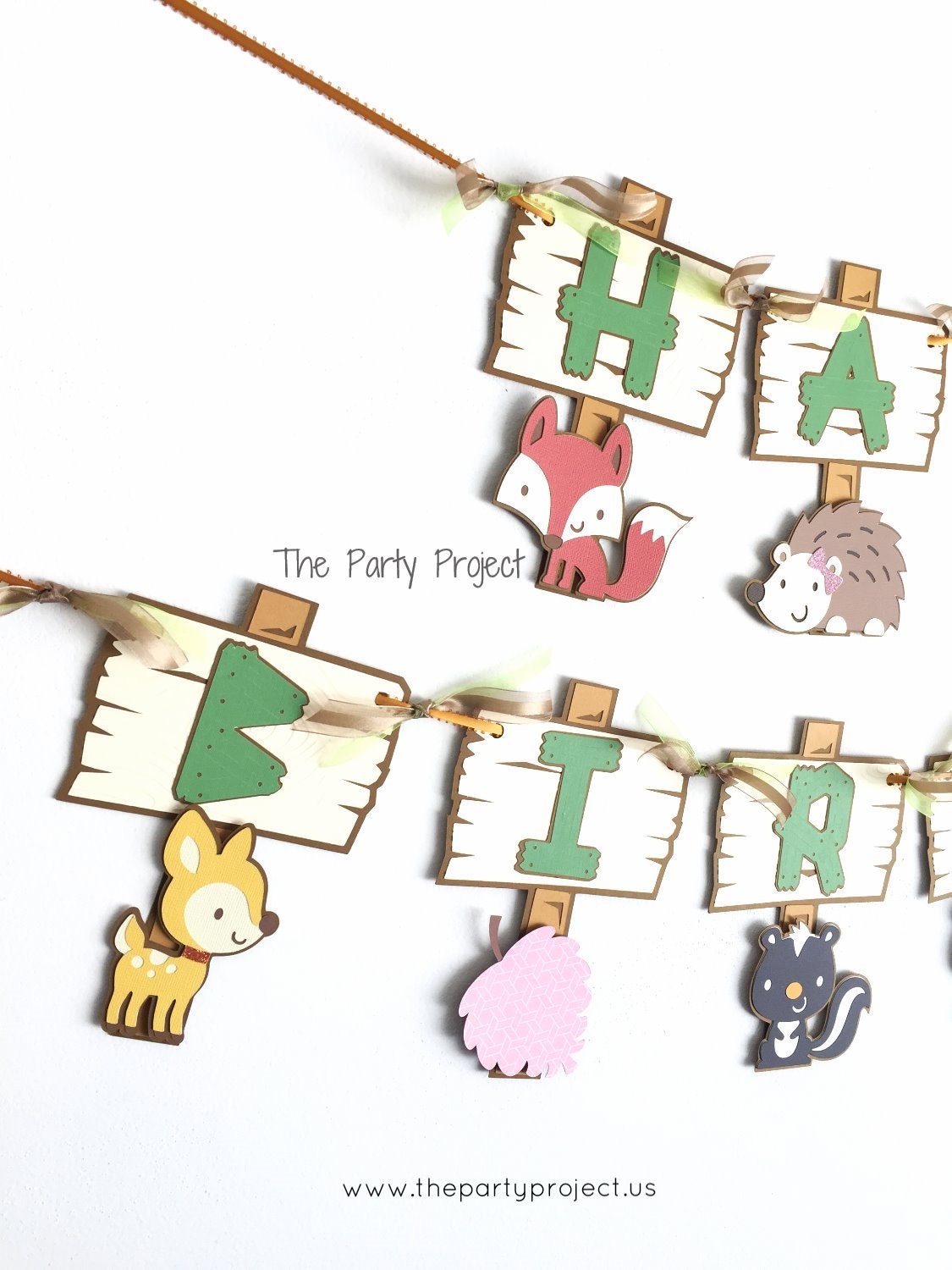 Woodland Happy Birthday Banner Forest Animals