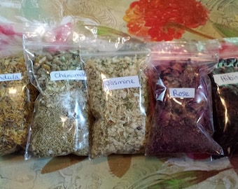 Floral Herb Kit+ Bonus Herb- Herbs, Wicca, Witchcraft, Starter Herbs 2X3 in. Bags