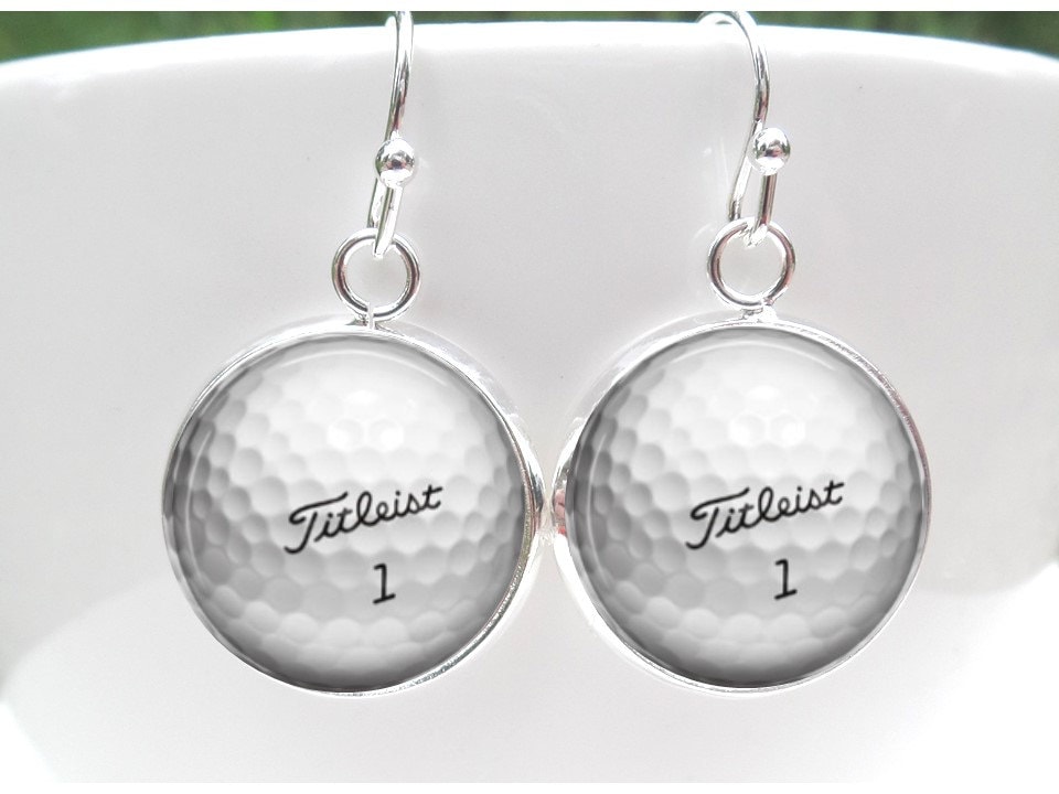 Golf Earrings Titleist Golf Ball Earrings by GirlPowerPendants
