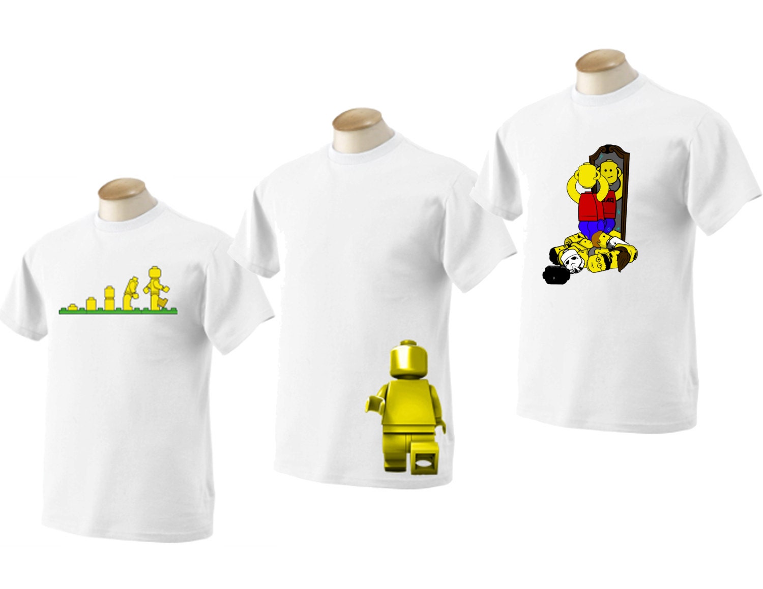 3x Lego white XL shirt Adult T-shirt Tee with Lego Evolution