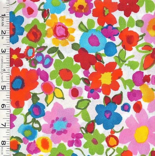Bright Multi Color Abstract Floral Cotton Fabric by Alexander