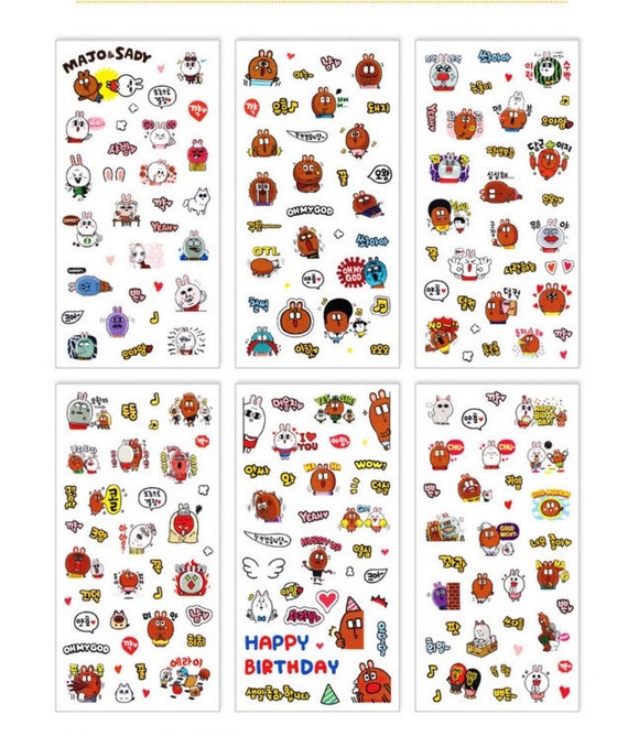 korean sticker 6 sheet kawaii sticker cute stickers