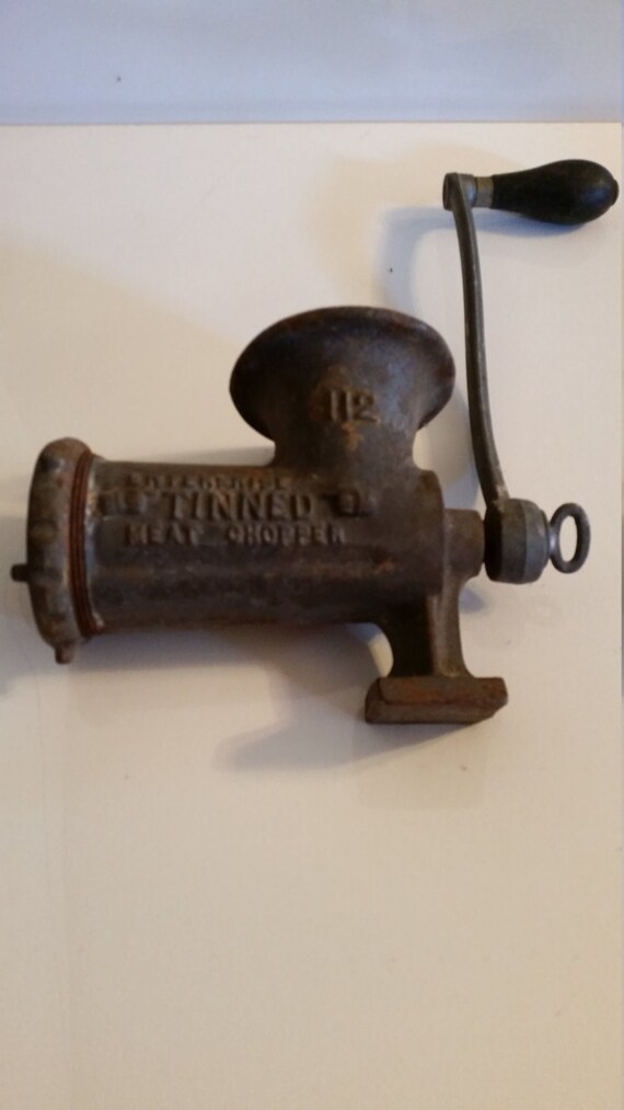 Antique RARE Iron Enterprise Meat Grinder Tinned Model 112