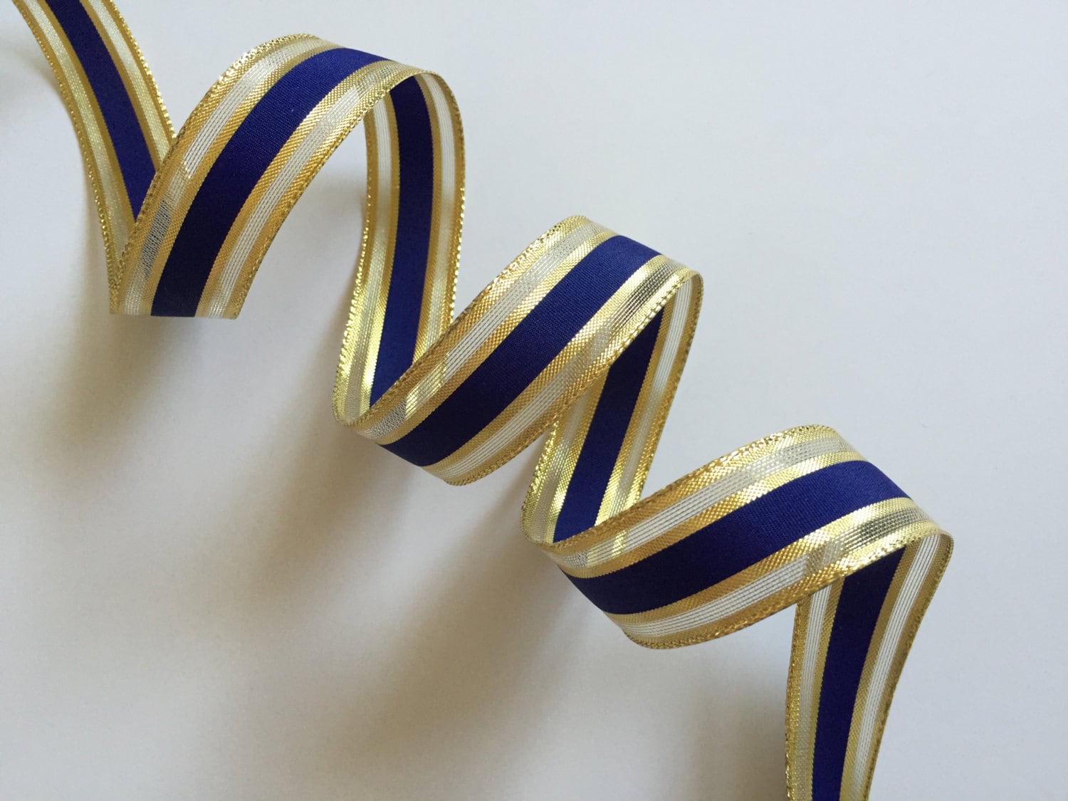Blue and Gold Ribbon Hair Ties - wide 6