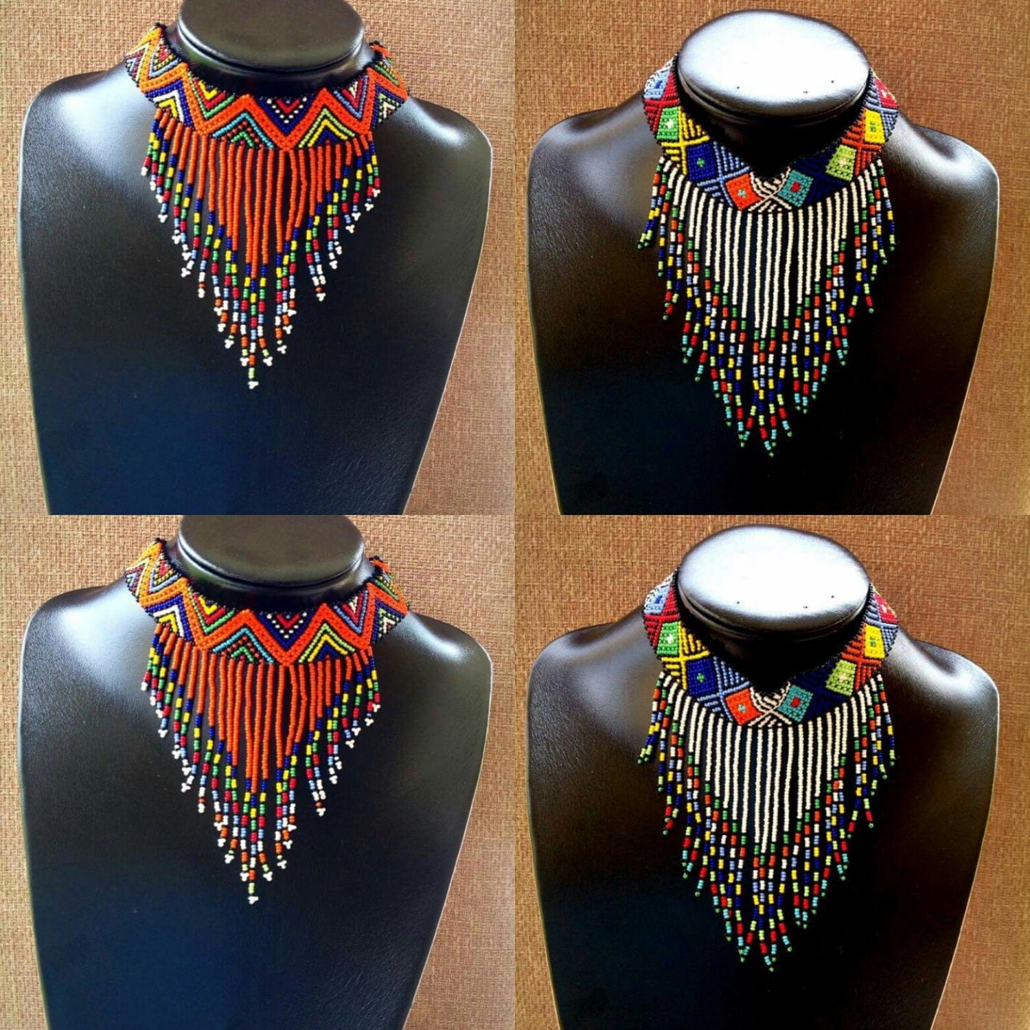 Zulu beaded choker chandeliers necklace