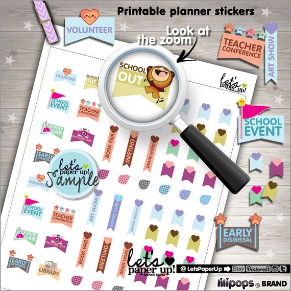 60%OFF School Stickers Printable Planner Stickers Teacher