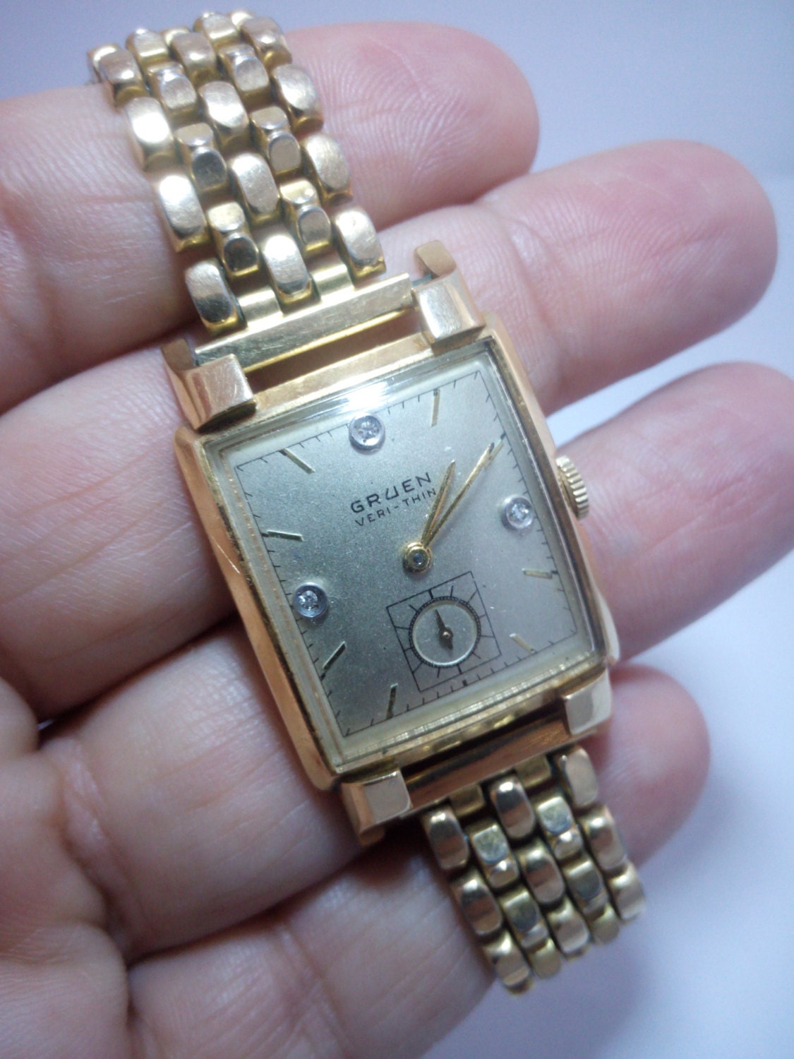 Vintage 14k Gold Gruen Watch with Diamonds Vintage Gruen