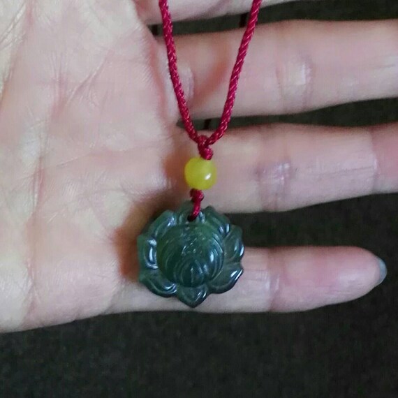 natural jade lotus pendant necklace good luck lucky present
