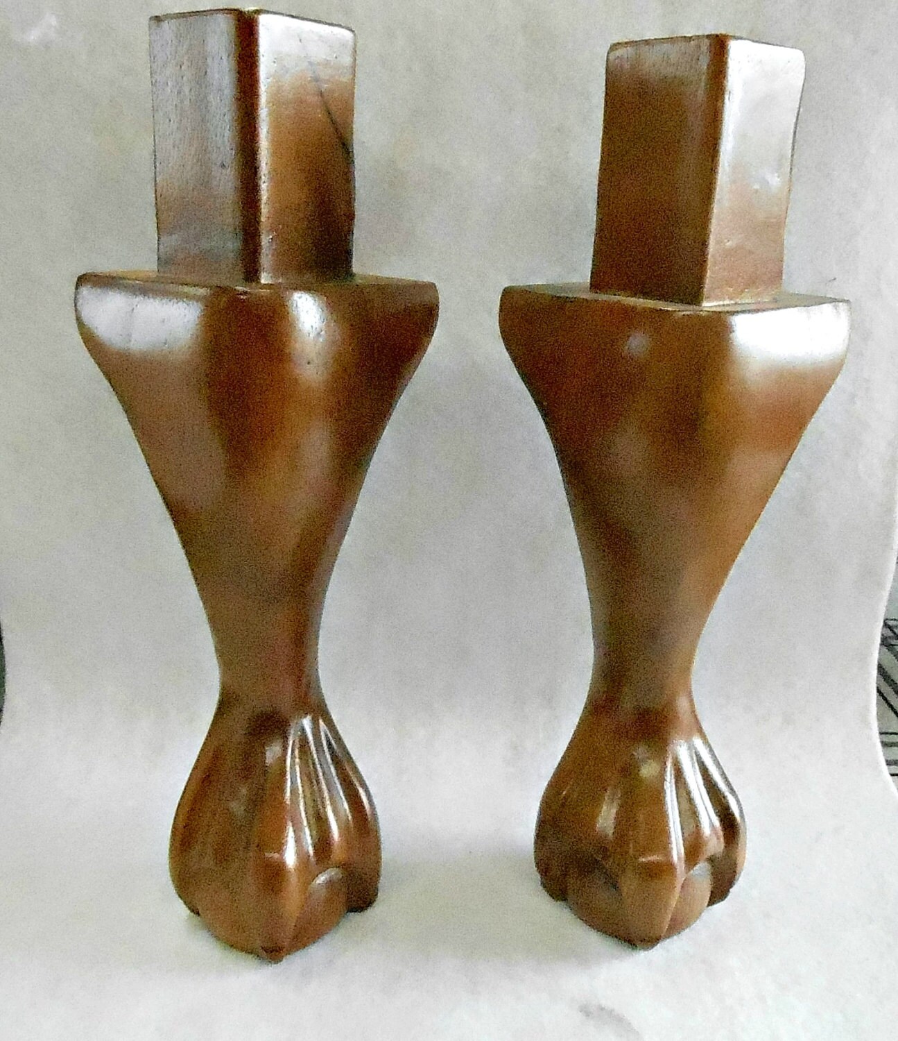 Furniture Leg Feet Ball & Claw Polished Walnut Finished Wood