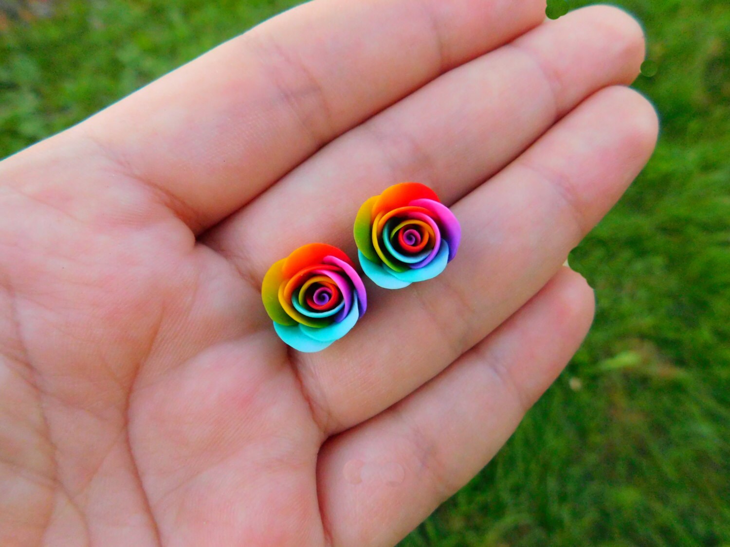 Rose gold rainbow earrings Clearance