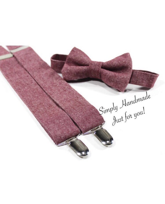 Burgundy bow tie and suspenders set for boys youth babies