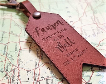 Personalized Luggage Tag - Personalised Leather Keychain Keyring - Travel Gift, Wedding Gift, Traveller Gift, Anniversary Gift