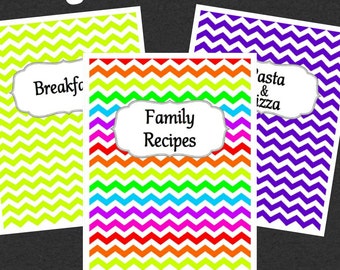 Colorful Chevron Recipe Binder Printables