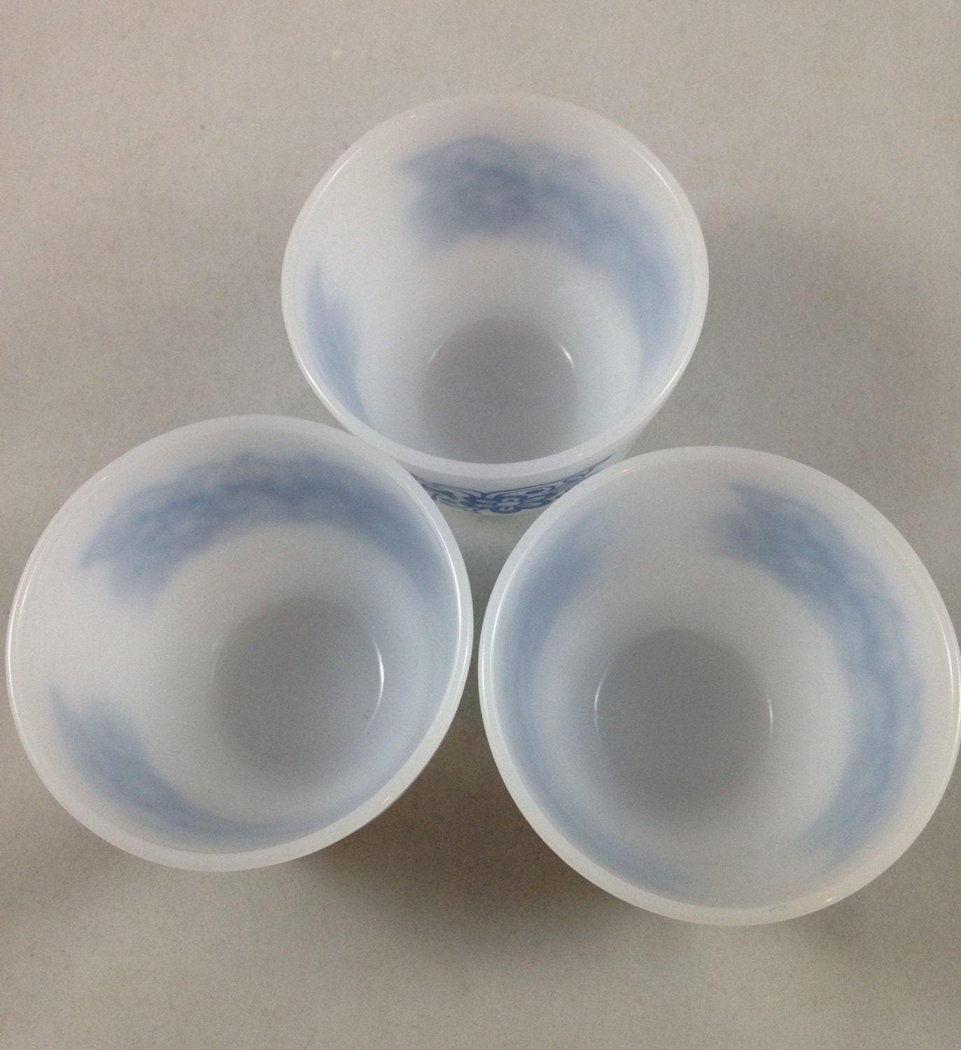 Federal Glass custard cups Set of 3 milk glass custard cups