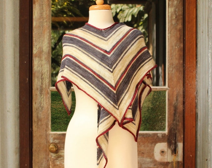Featured listing image: Yarn and Pattern Kit.  Striped Hummingbird Wrap.  Original colourway.