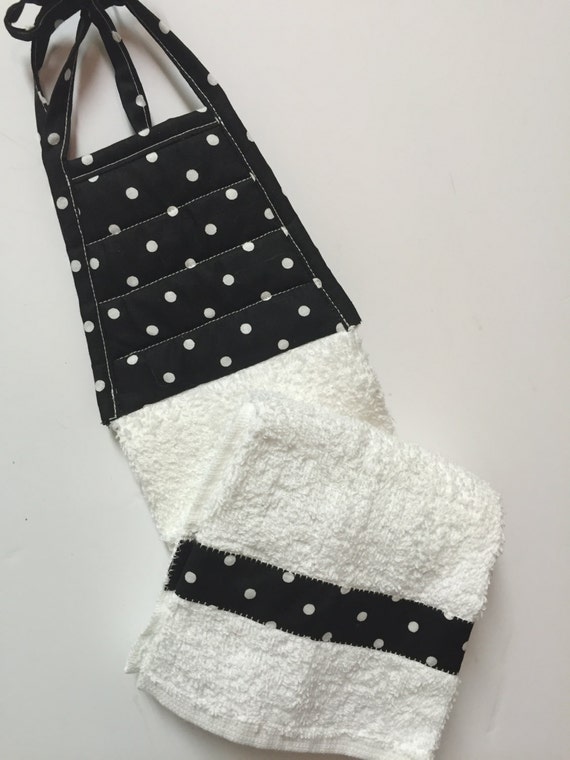 Items similar to Polka Dots Towel Dots Kitchen Towel Black and