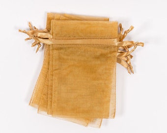 30 Gold Organza Bags | 3x4 inch Sheer Bags | Sheer Fabric Bags | Jewelry Pouches | Favor Bags