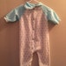 3-6 month,  Vintage Baby Clothes, Blue & White Sleeper Onesie