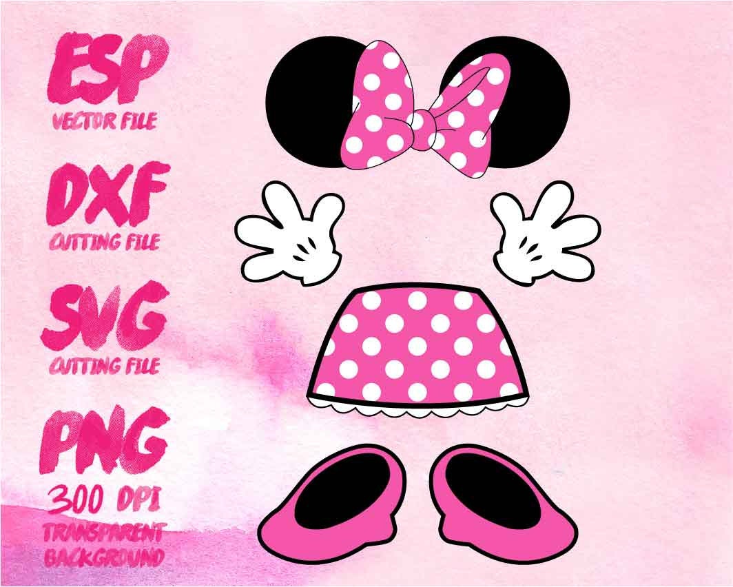 Minnie Mouse body parts Clipart , SVG Cutting , ESP Vectors files , T