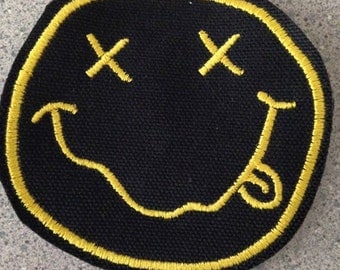 Nirvana patch, smiley face patch, grunge patch, Kurt Cobain, happy face patch, yellow smiley face, Teen Spirit, gift under 10