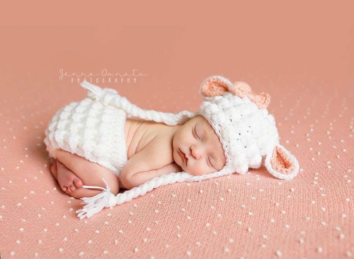 Crochet Lamb Hat Crochet Lamb Diaper Cover and Hat Set Lamb