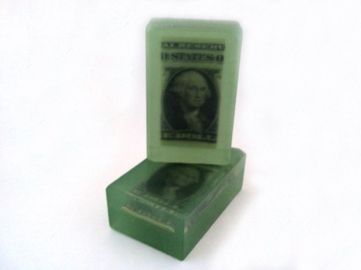 Money Soap Dollar Bill Soap 2Pack Handmade Clear Embedded