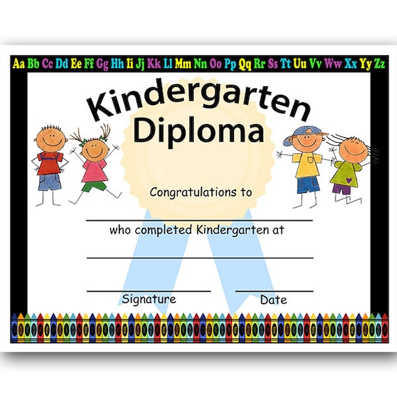 kindergarten graduation blank diploma instant download