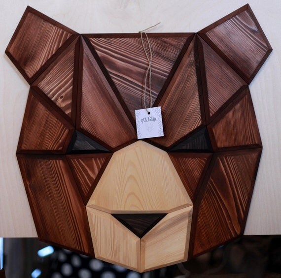 wooden bear wall decor by POLIGON on Etsy
