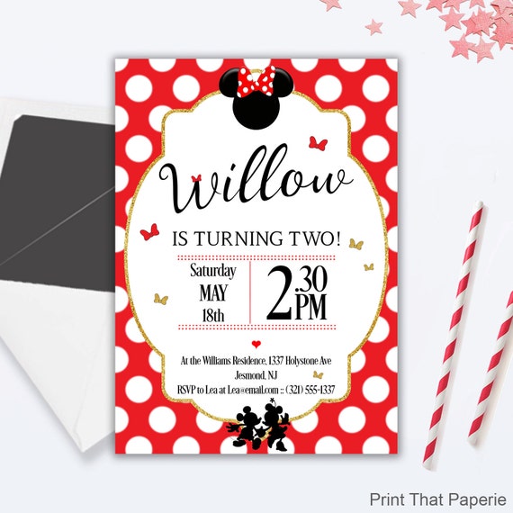 Minnie Mouse Birthday Invitation - Minnie Mouse Invitation - Minnie Mouse Invite - Minnie Mouse Birthday Invite Il_570xn