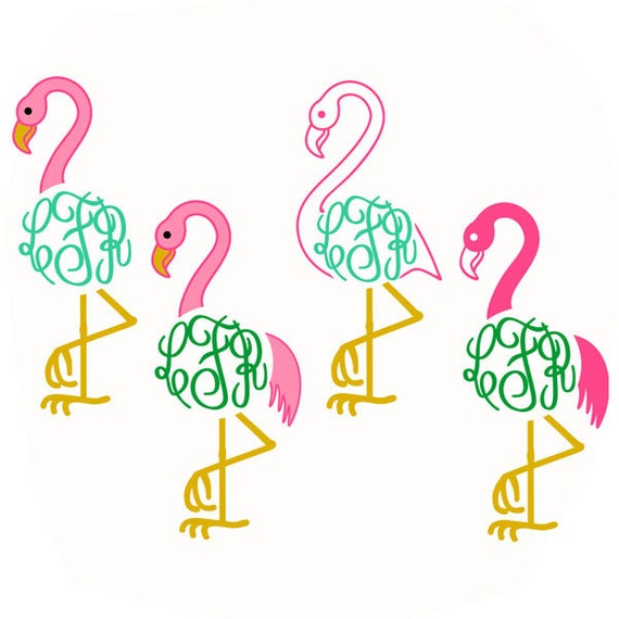 Download Flamingo Cuttable Design Monogram SVG DXF EPS use with