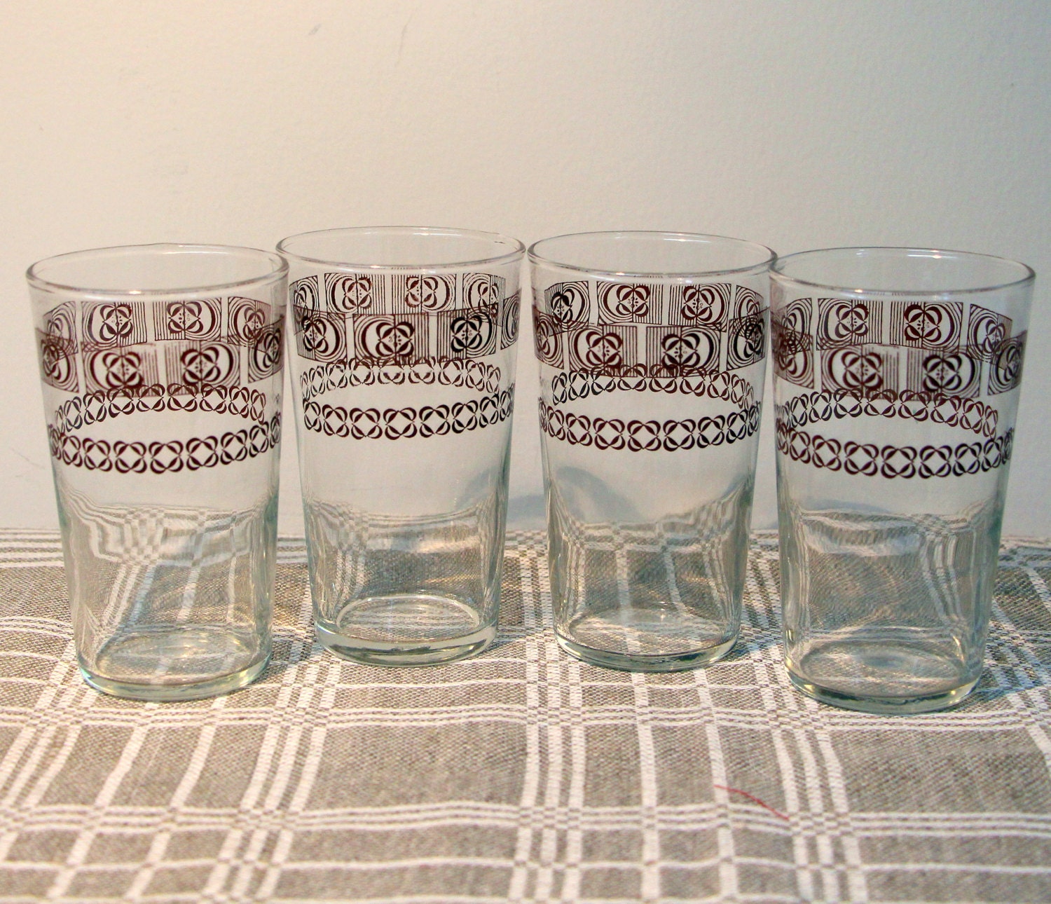 Vintage Federal Glass Drinking Tumblers 4 Retro Drinking