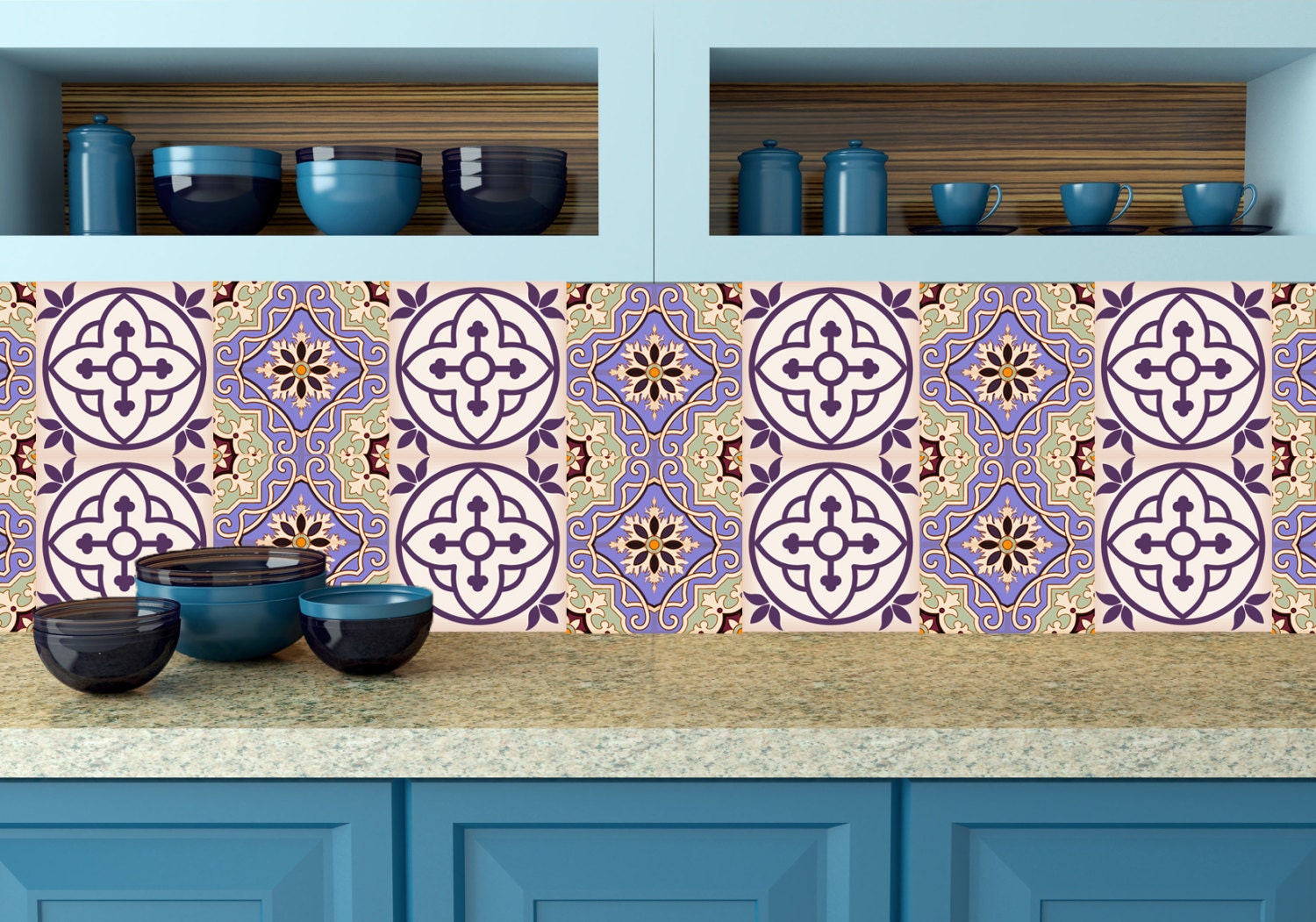 decals bathroom Purple Tile Set of 24 Tiles Decals Tiles