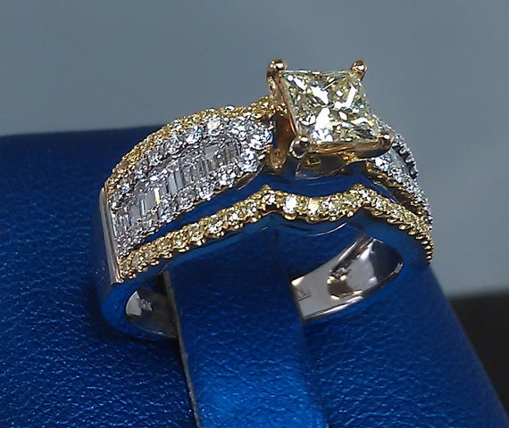 Princess cut Yellow Diamond by DavidTownJewelers2 on Etsy