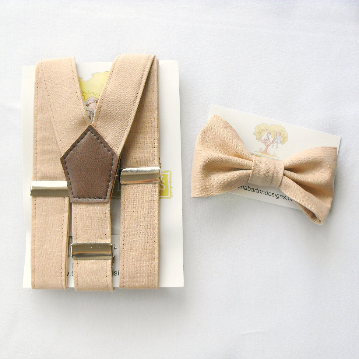 Tan Braces and Bow Tie Set. Page Boy Accessories Boys