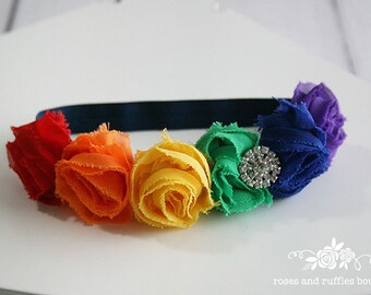 Rainbow Baby Headband, Rainbow Headband Baby, Baby Girl Headband, Newborn Headband, Baby Photo Prop, Infant Headband, Rainbow Birthday