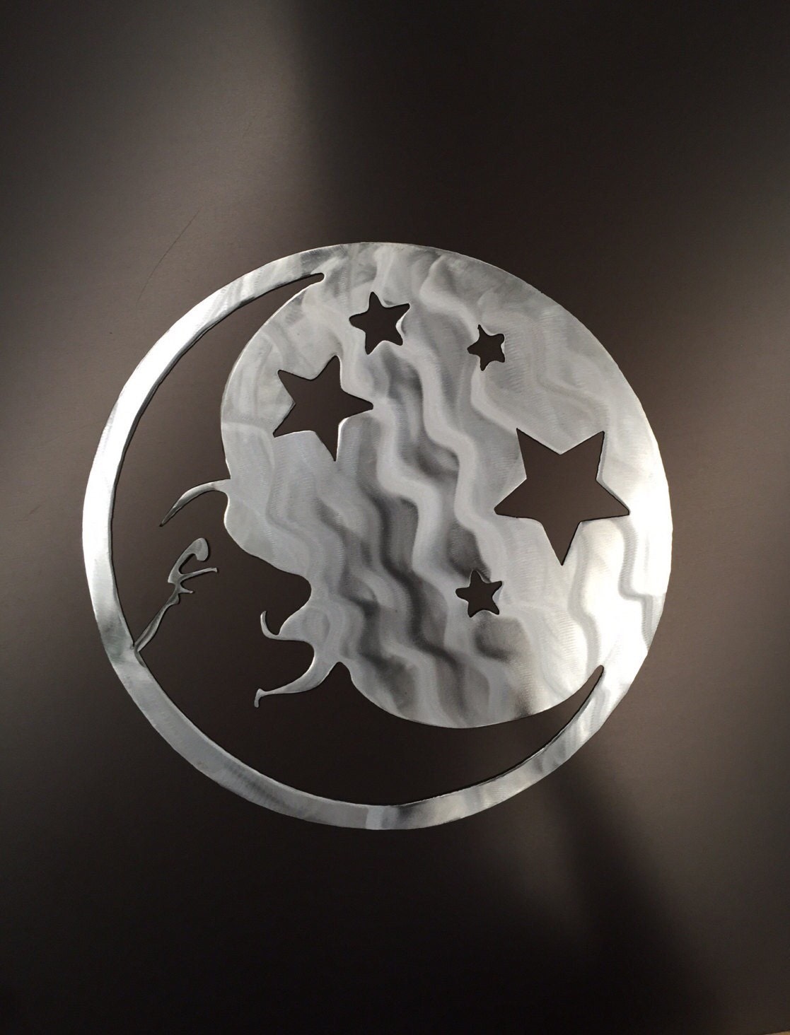 Moon stars night sky astronomy metal wall art decor man in