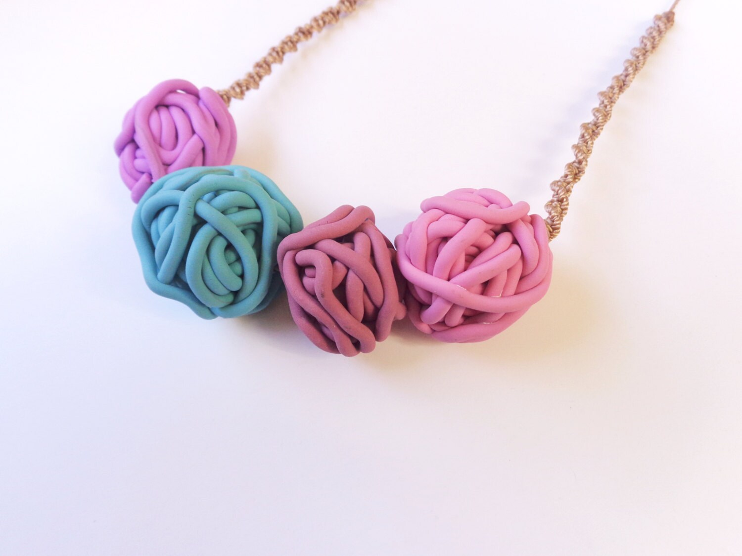 Yarn Ball Necklace Polymer Clay Knitting Jewelry by FairyDustHC