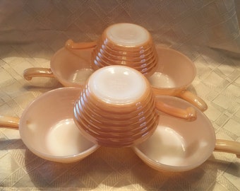 Fire King Peach Luster Handled Bowls