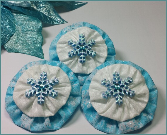 frozen yo yo ornaments set of three fabric flowers frozen yo yo ornaments set of three fabric flowers