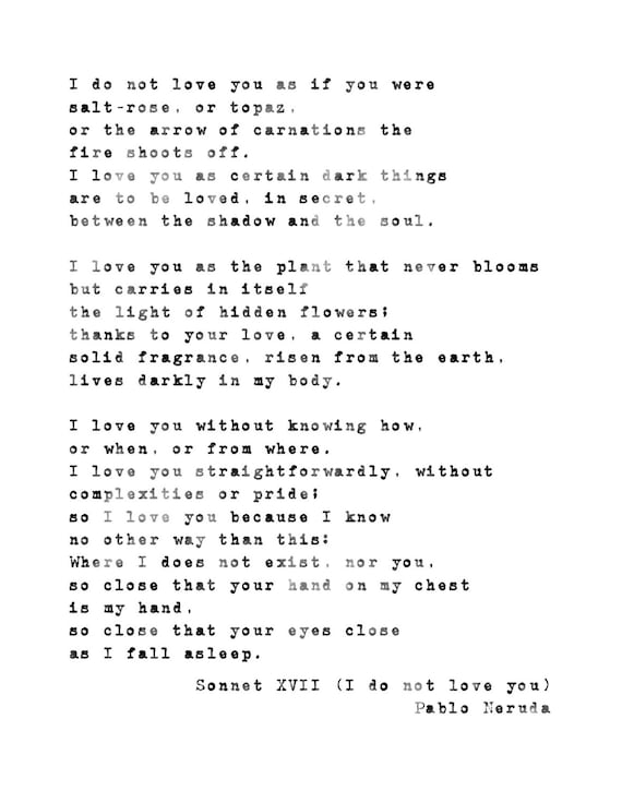 XVII by Pablo Neruda White Background