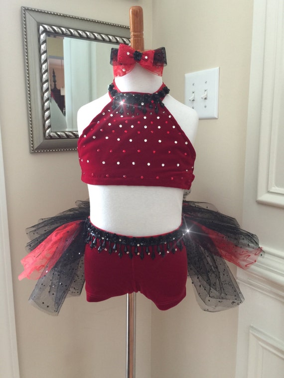 2 Piece Custom Jazz CostumeCUTE Black and Red OR Musical
